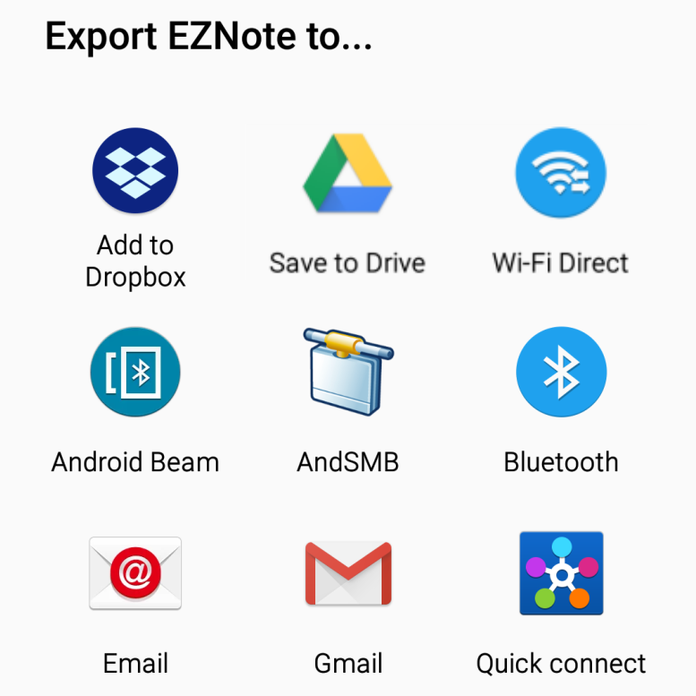 EZCast Pro app EZNote exports to Google Drive Dropbox