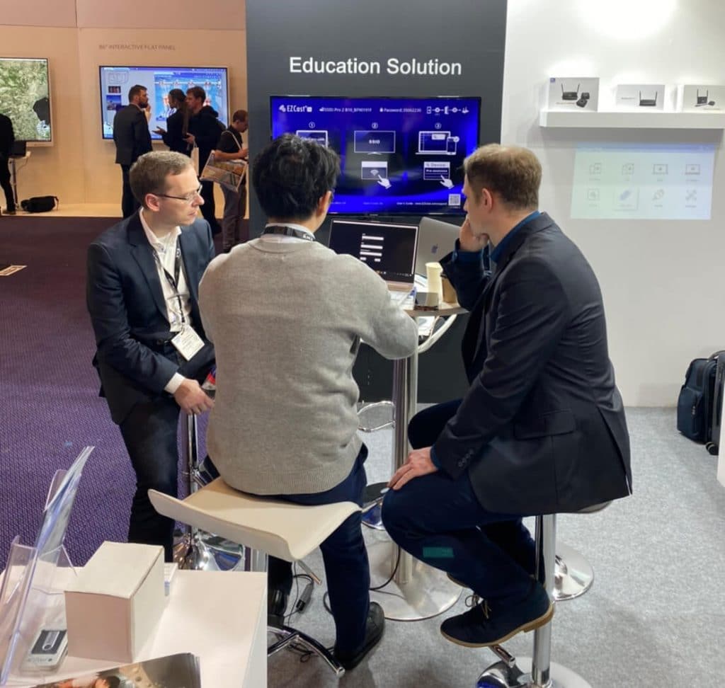 distributor meeting at EZCast Pro booth at ISE 2020
